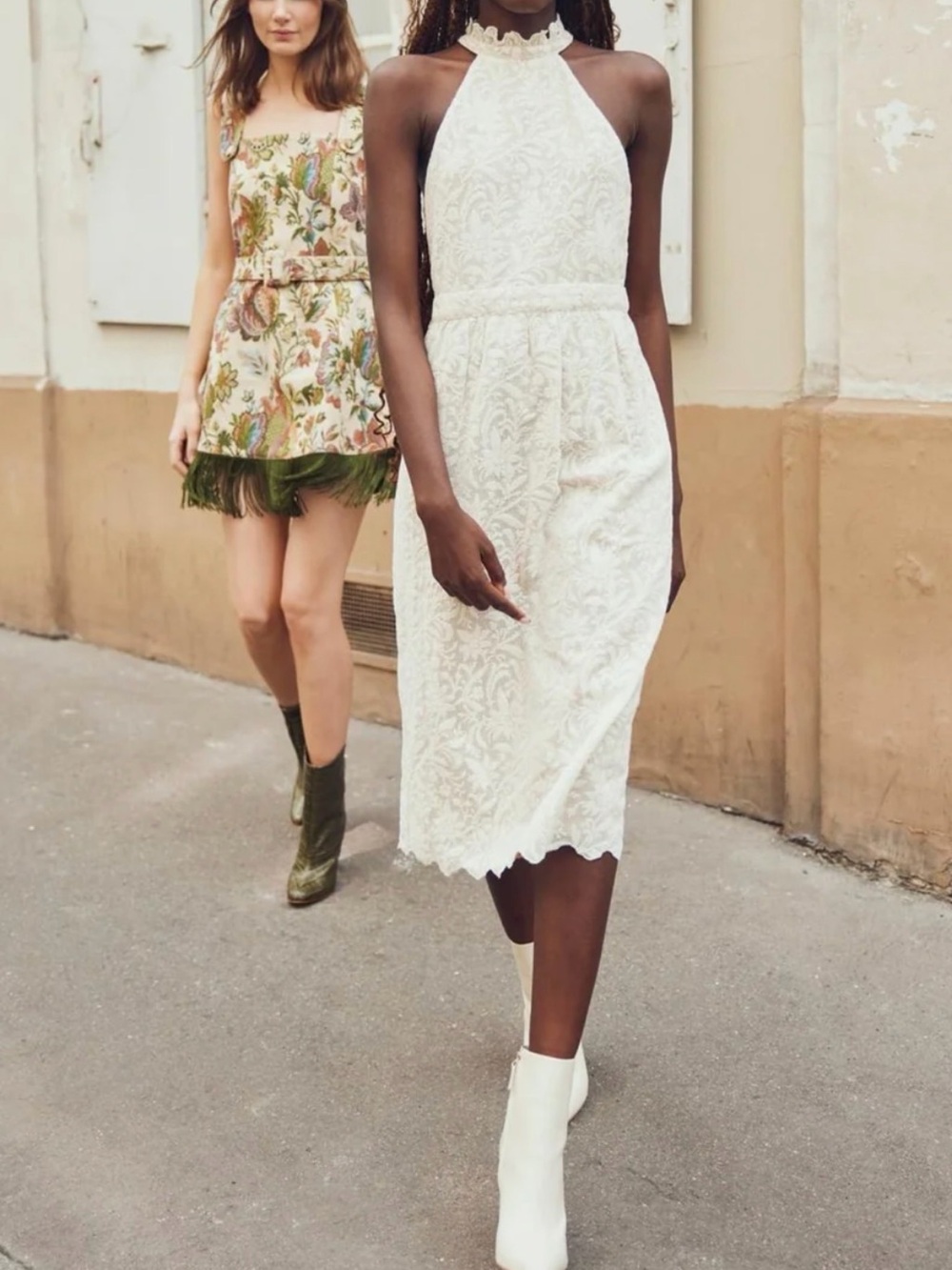 EDDY Ilona Midi Dress Ivory Crochet Lace